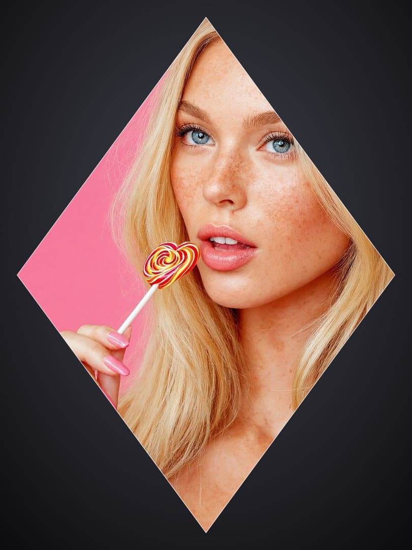 Curvy blonde body portrait pink studio