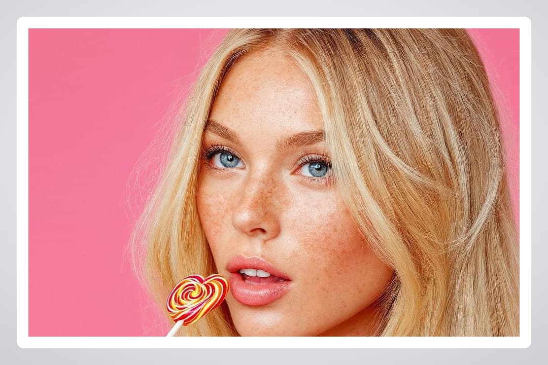 Blonde with lollipop close up