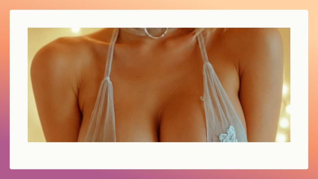 Sheer white halter cleavage closeup