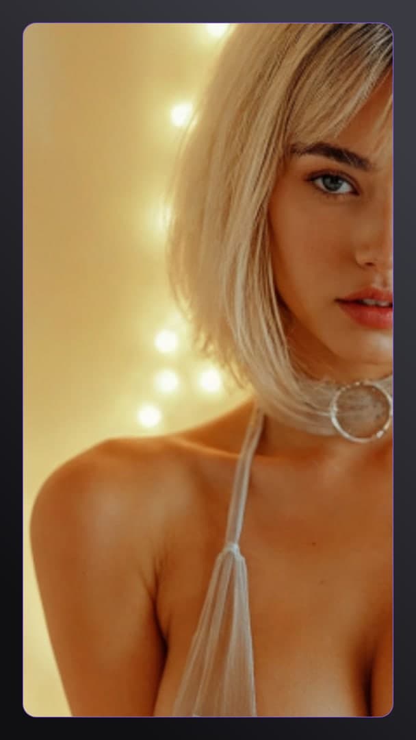 Blonde bob blue eyes selfie