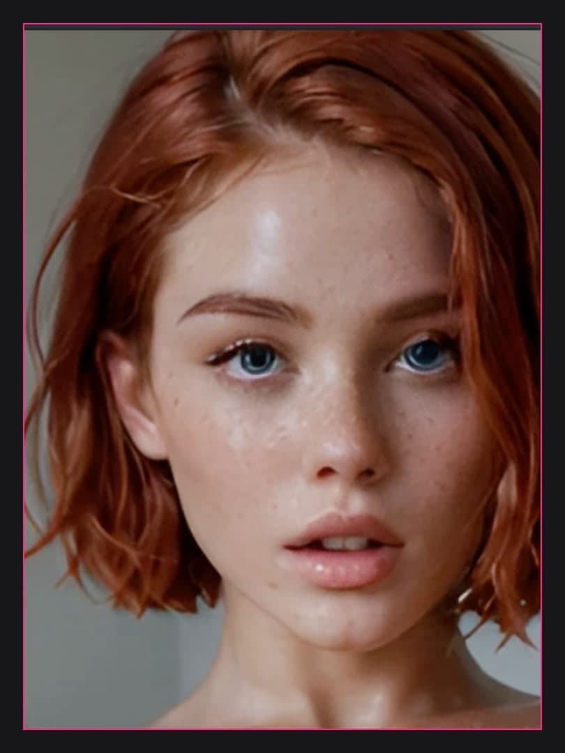 College redhead topless close-up