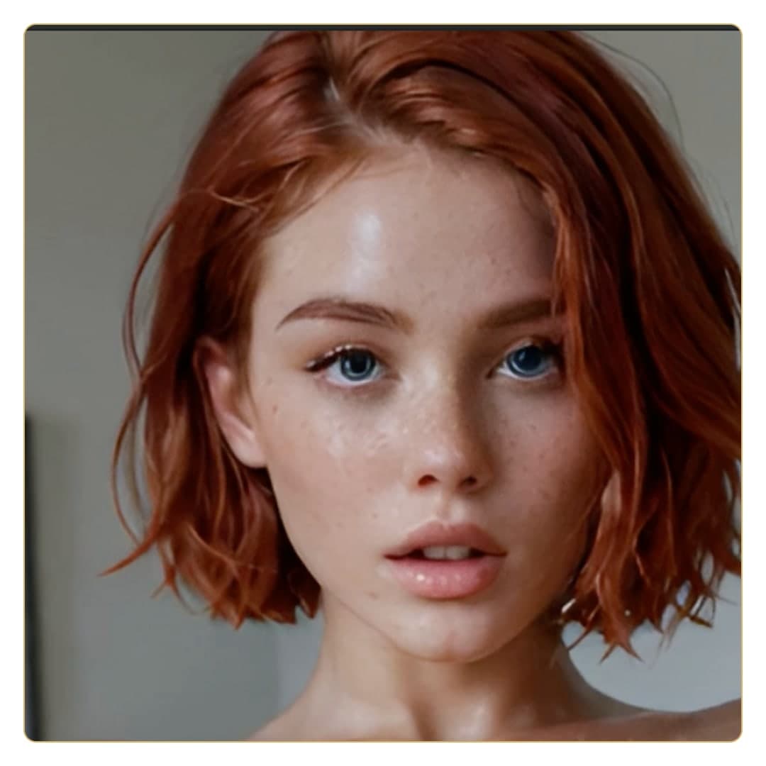 Redhead close-up face and wet skin