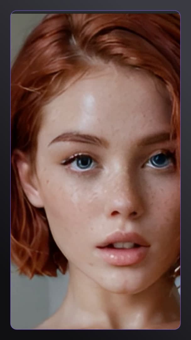 Redhead wet skin close-up