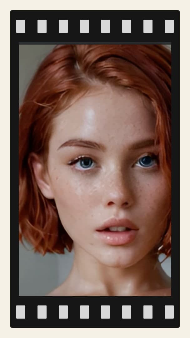 Redhead blue eyes close-up portrait