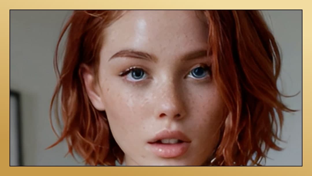 Redhead face close-up flushed and shiny