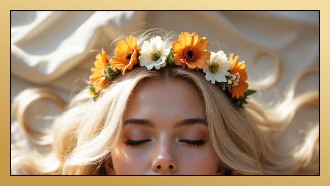 Daisy flower crown close-up portrait