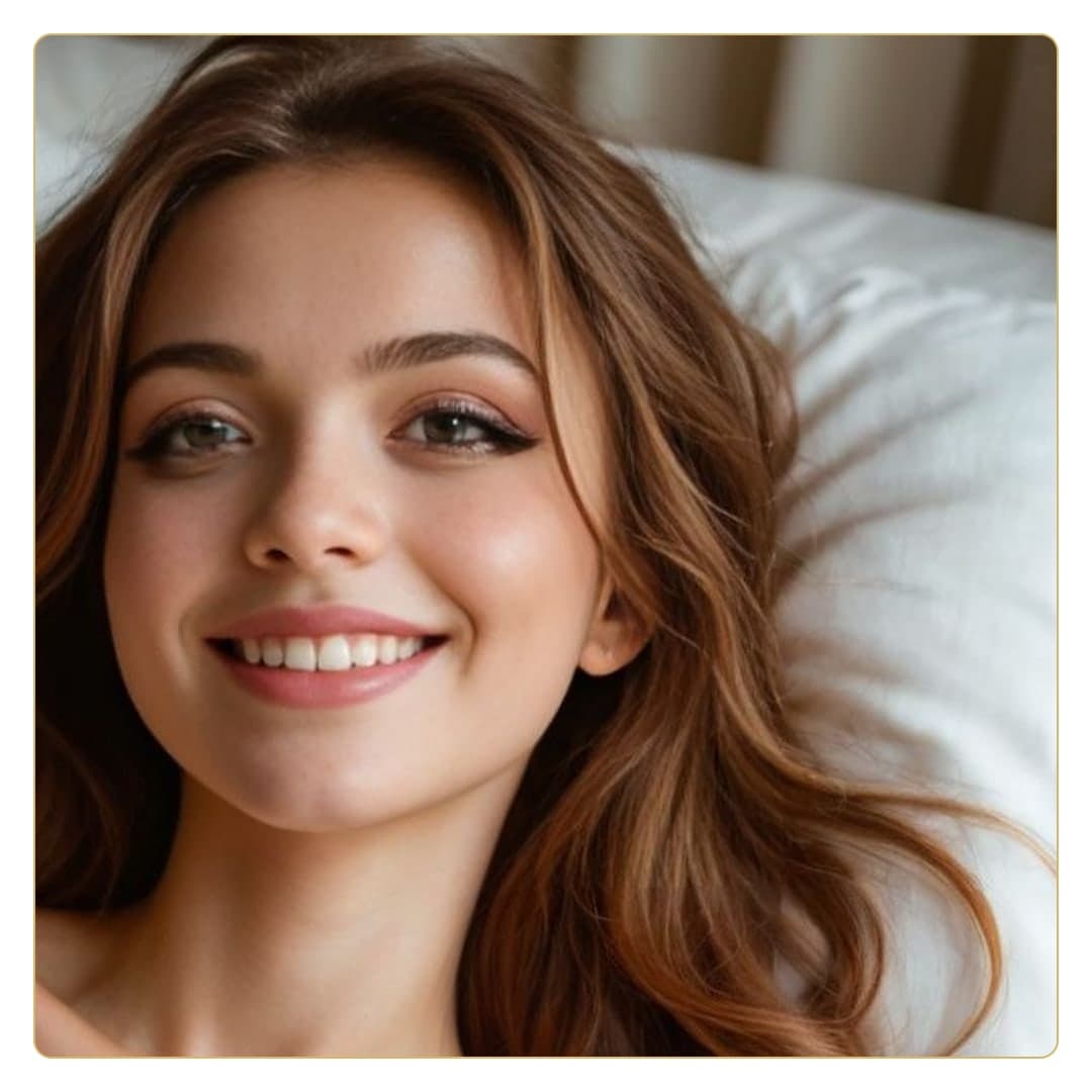 Topless close-up on white sheets