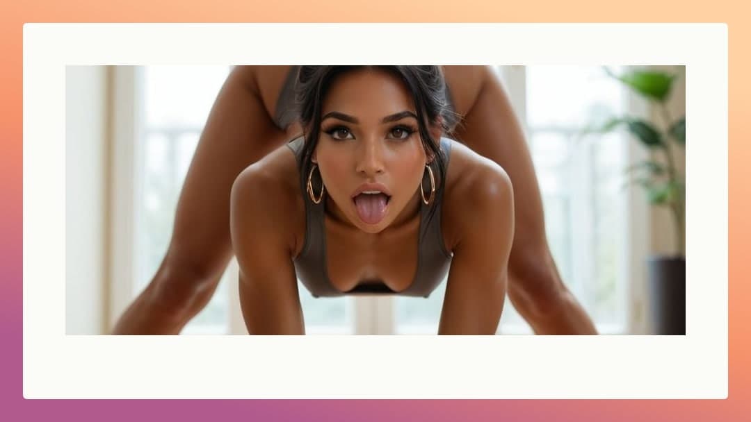 POV on all fours tongue out
