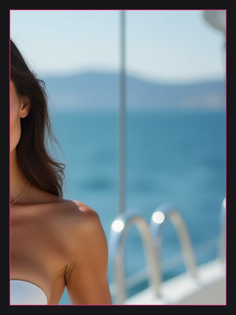 Brunette blue eyes yacht portrait