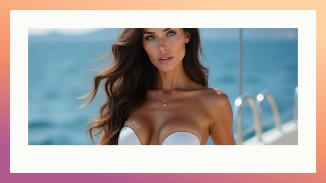 White bikini selfie on boat deck