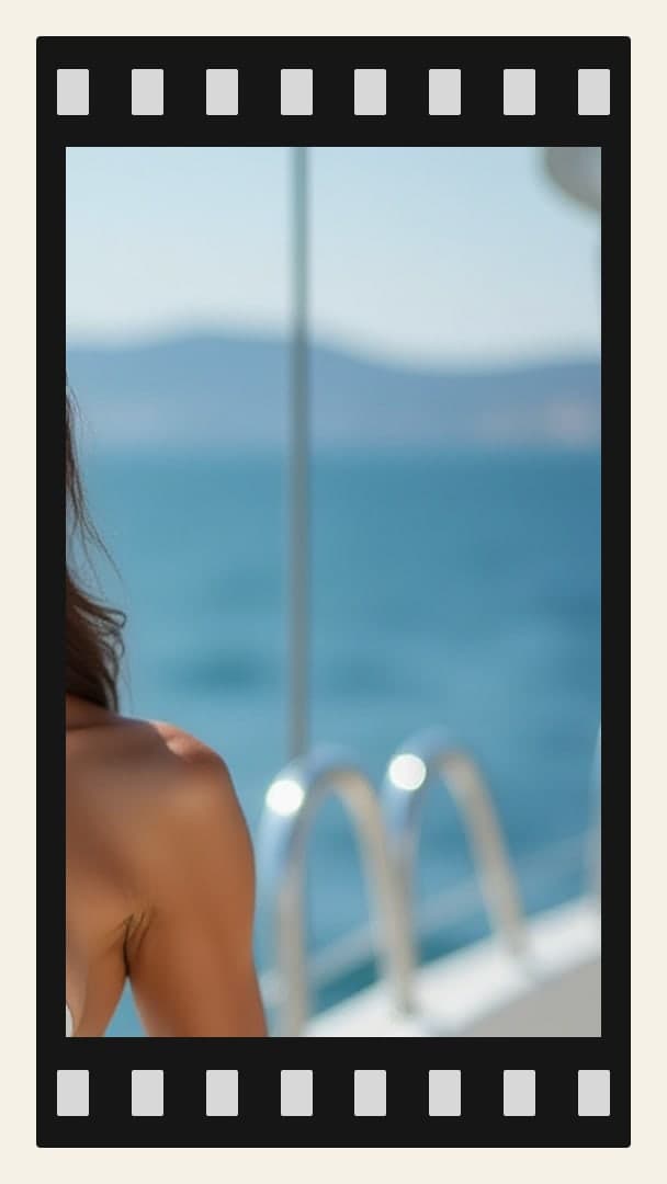 Curvy brunette topless on boat