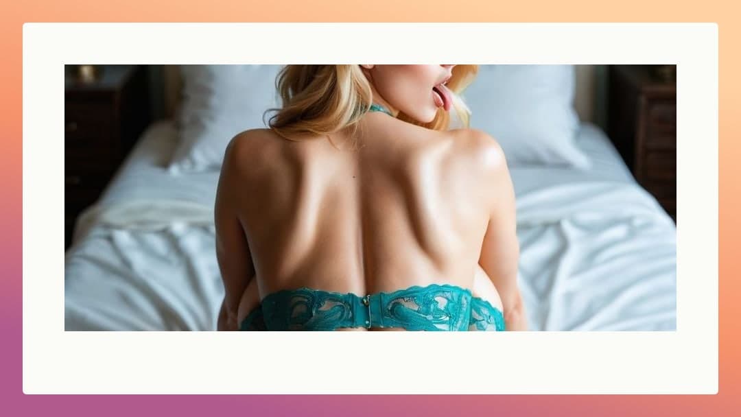 College blonde in teal lace bra