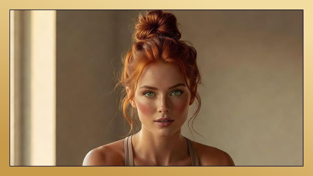 Redhead trainer in studio light