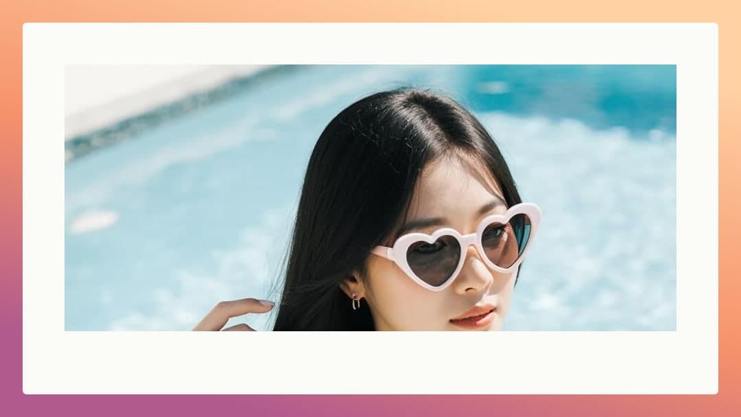 Raven hair heart sunglasses pool