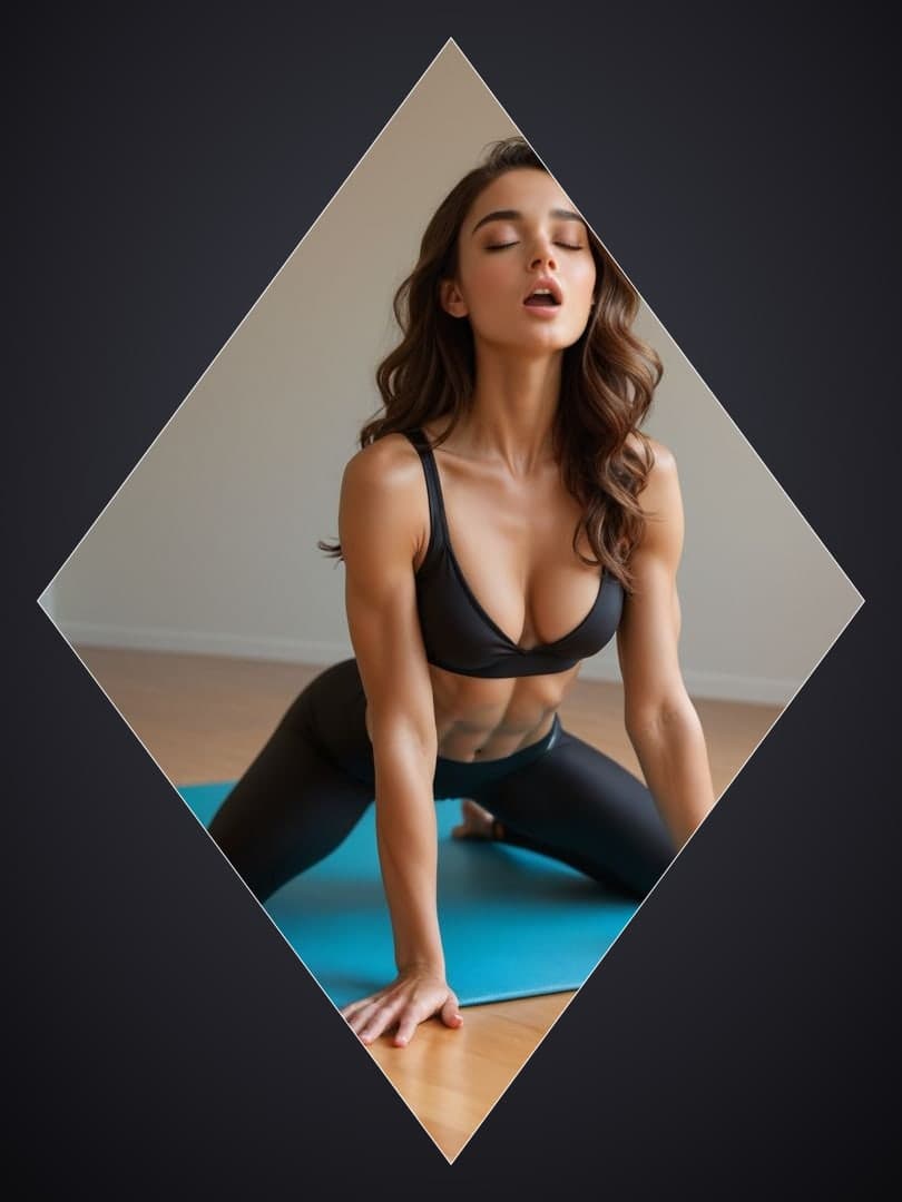 Athletic brunette curves in low lunge