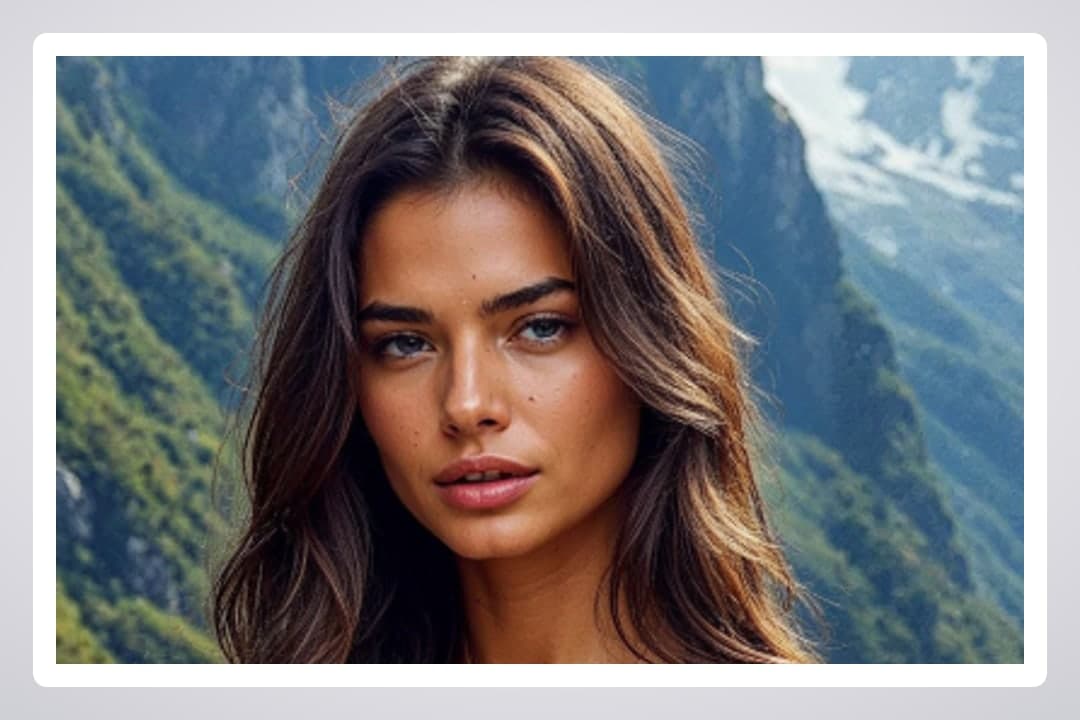 Young adult topless mountain portrait