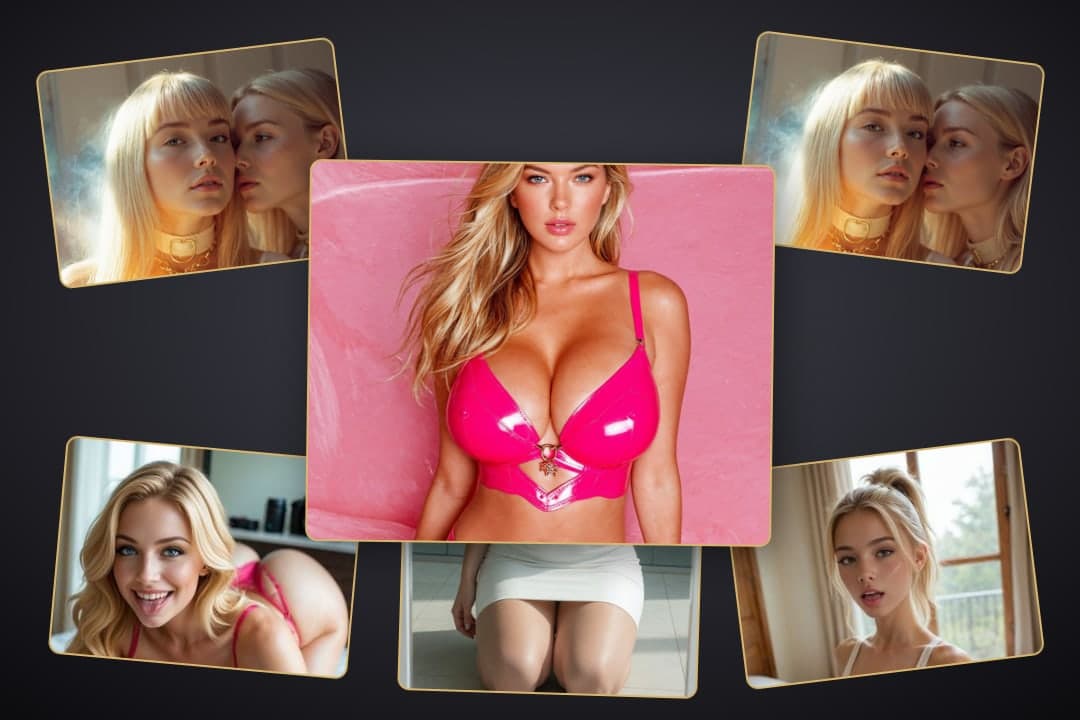 Young adult blonde in pink latex