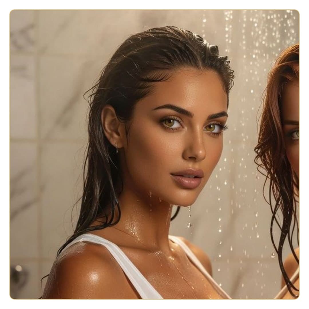 Steamy shower close-up with wet tank top