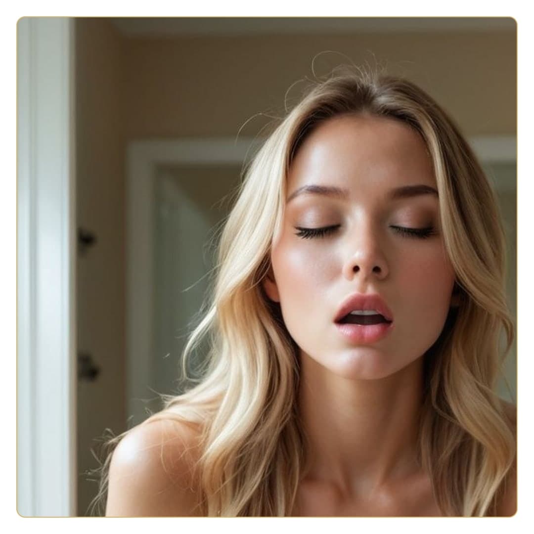 Curvy busty blonde close-up moan