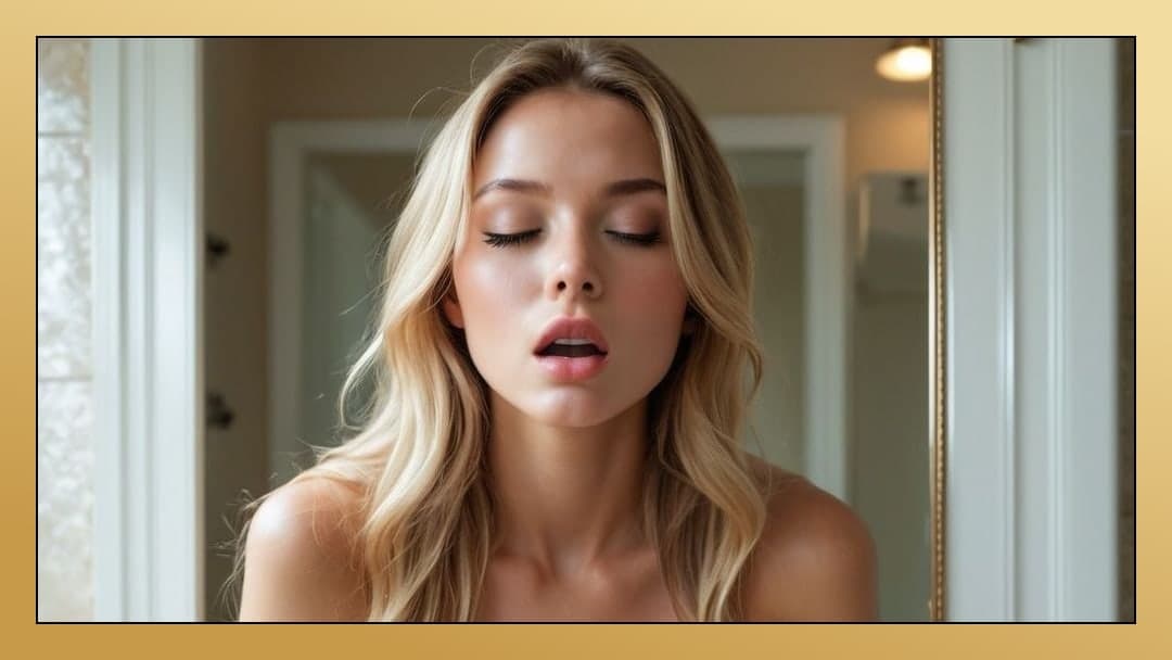Blonde head tilted back moaning