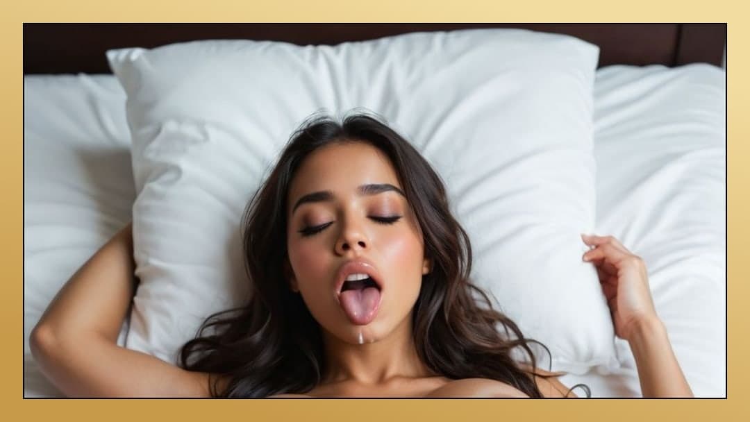 Topless Latina in bright bedroom bed