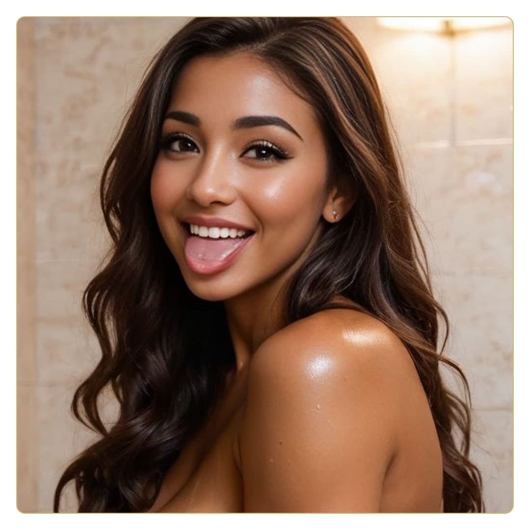 Young latina bathroom selfie topless