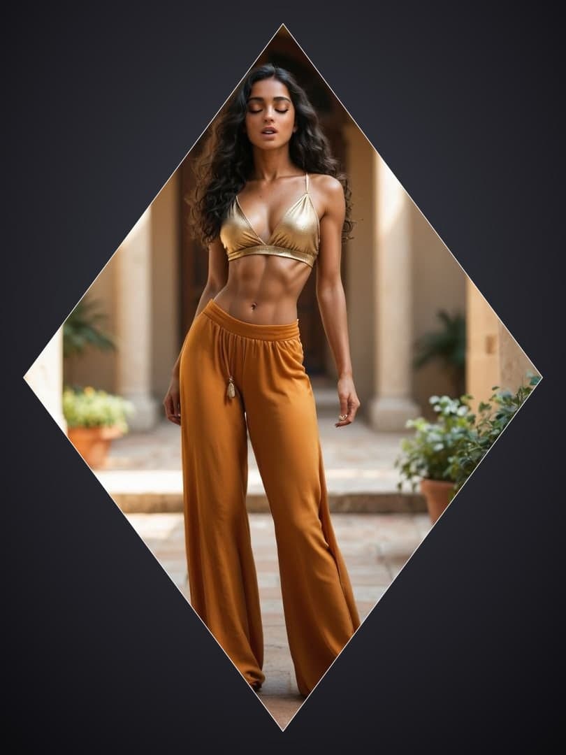 Young adult dancer in sunny courtyard