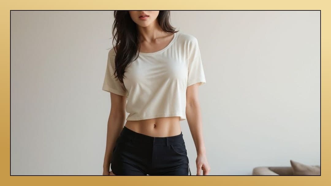 Long raven hair white crop top
