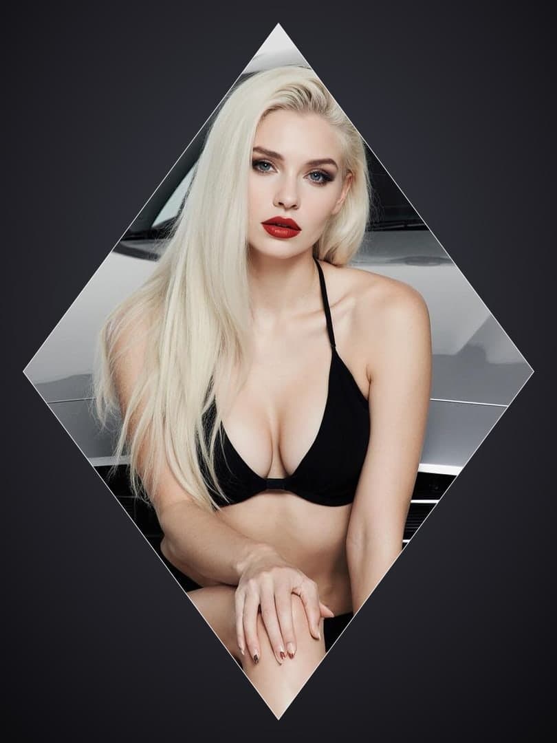 Platinum blonde by luxury car