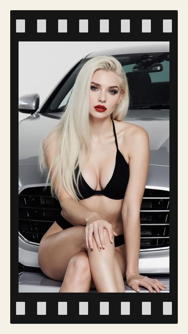 Platinum blonde on car hood