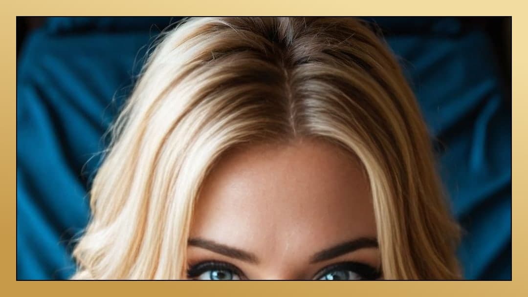 Athletic blonde curves in close-up