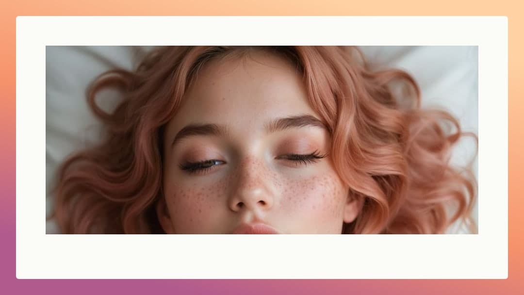 Pink hair close up on sheets