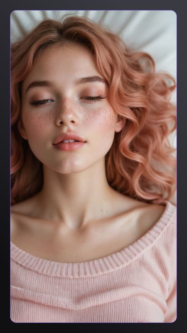 Pink knit sweater on white bed