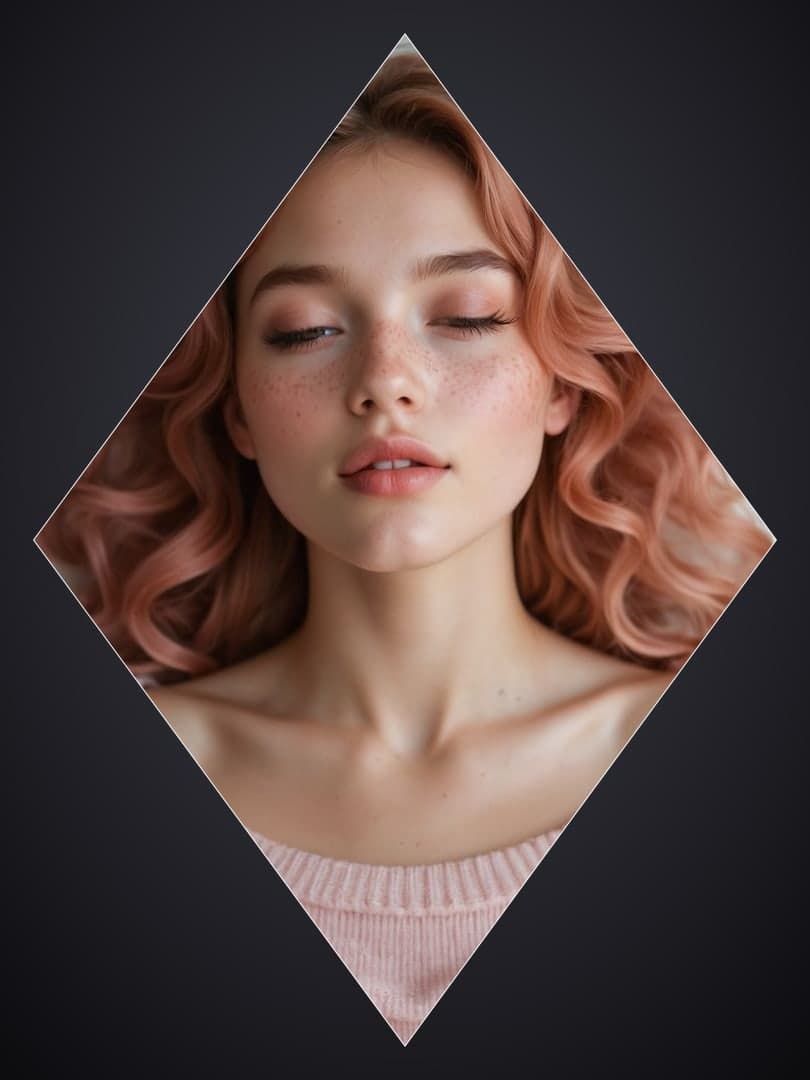 Pink hair diamond frame portrait