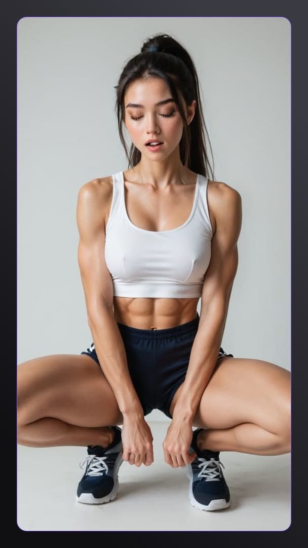 Athletic thighs in wide squat