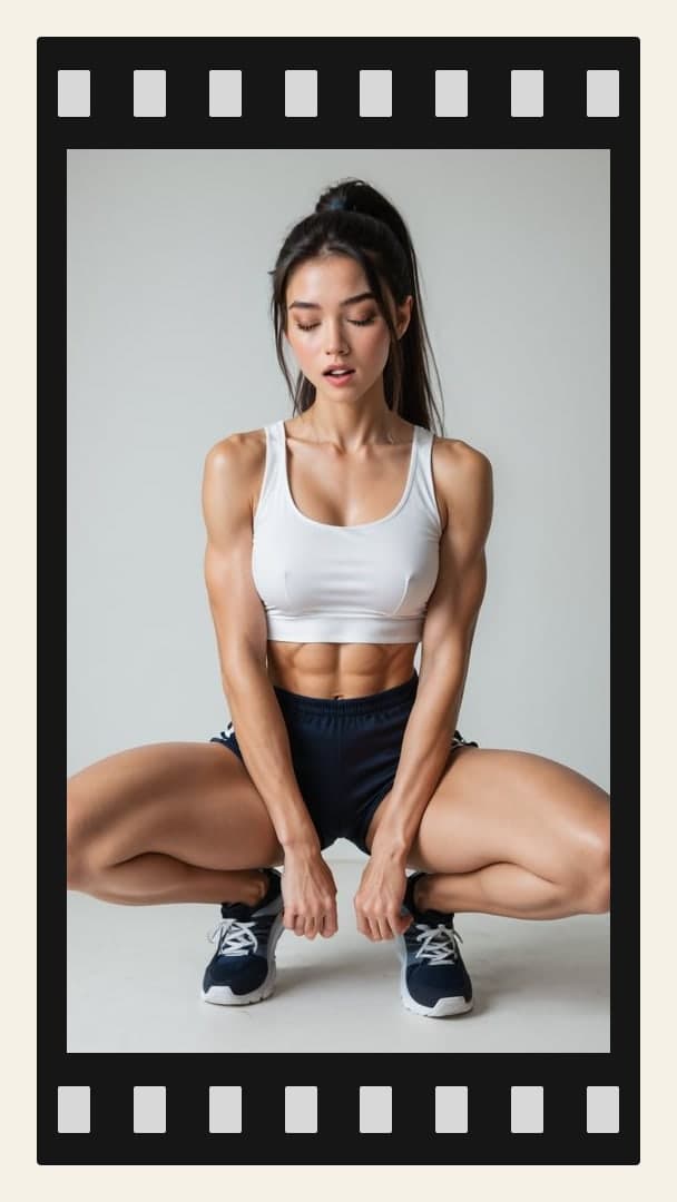Wide squat in white crop top