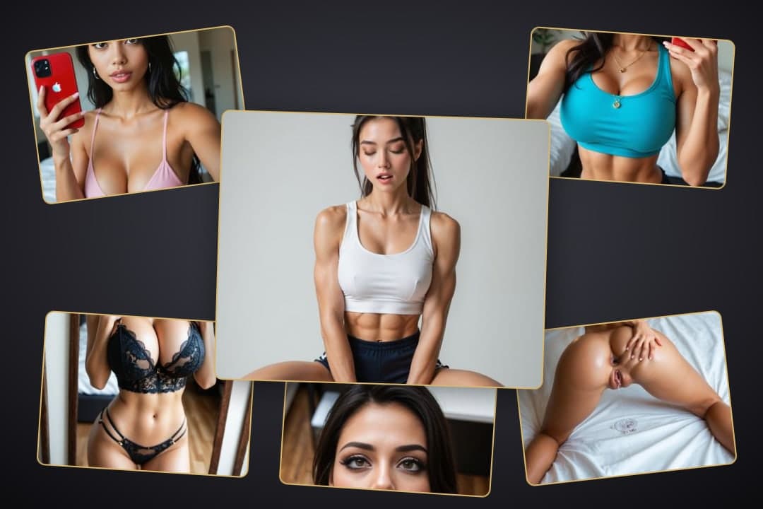 Asian fitness coach lingerie collage