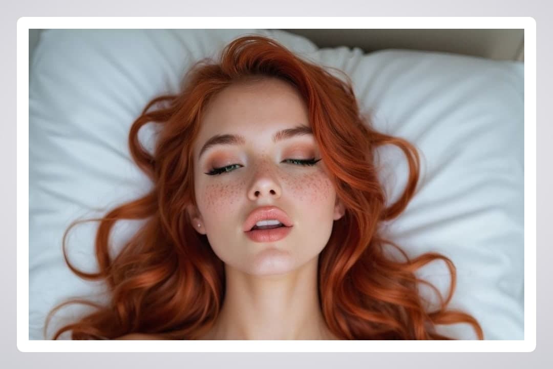 Redhead lying back on sheets
