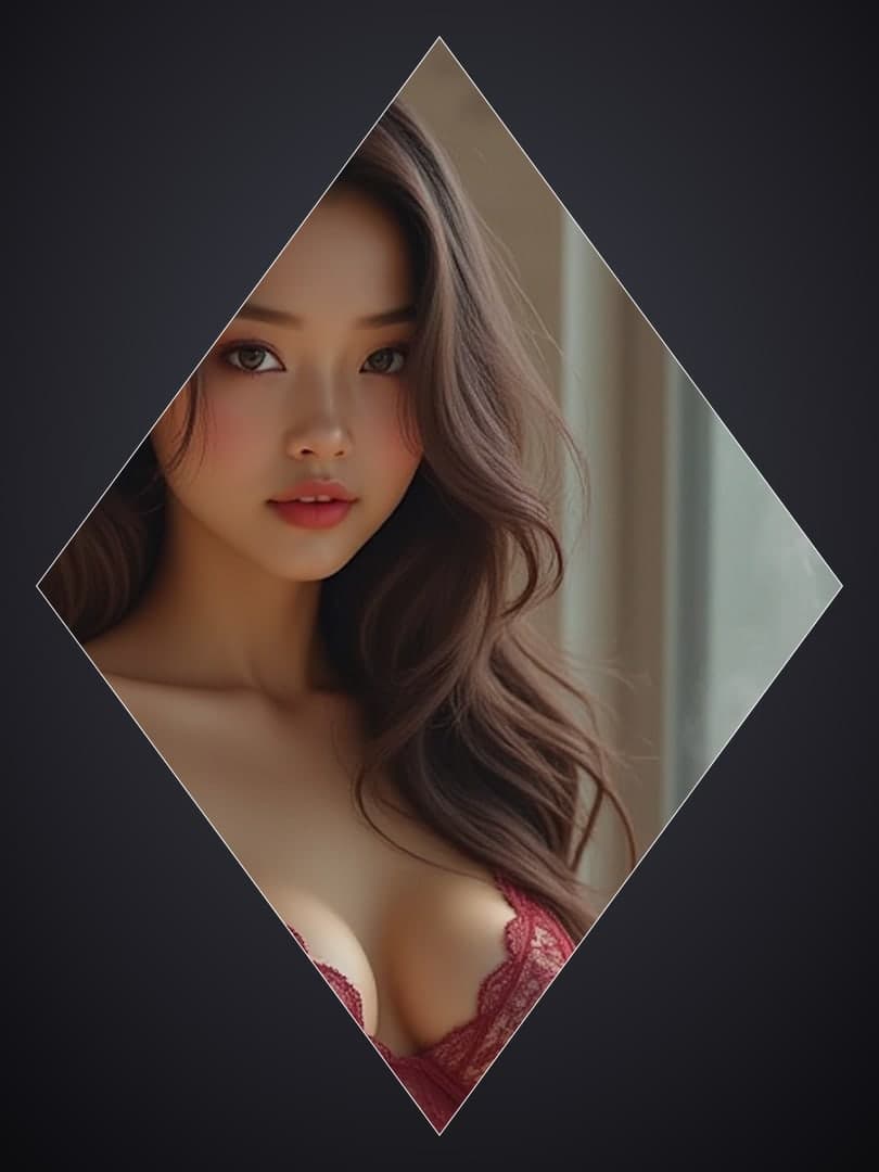 Young adult in red lace bra