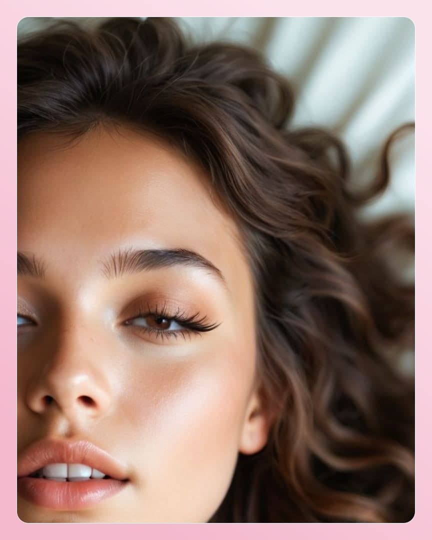 Wavy brunette close-up on sheets