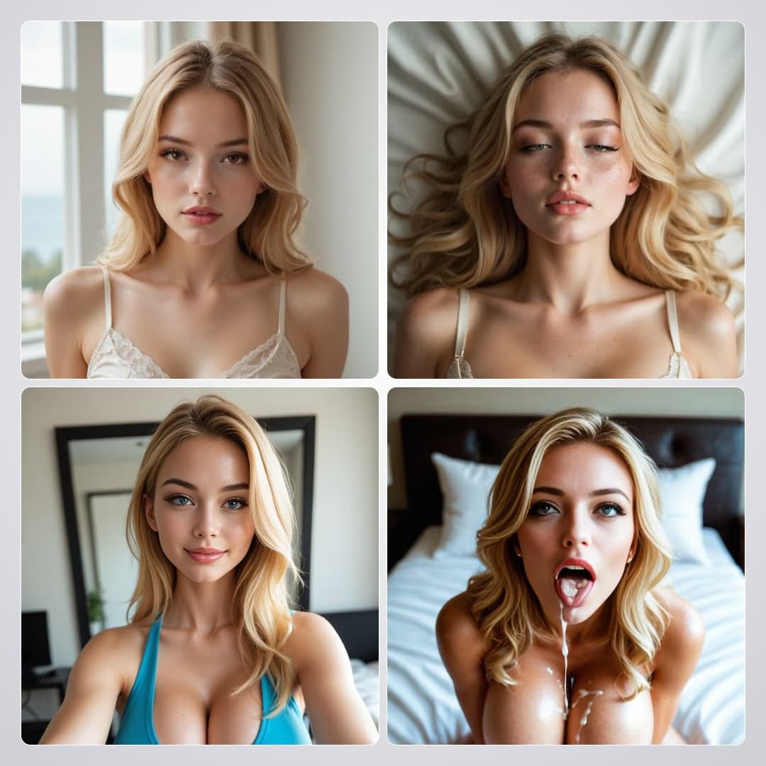 College blonde facial on bed