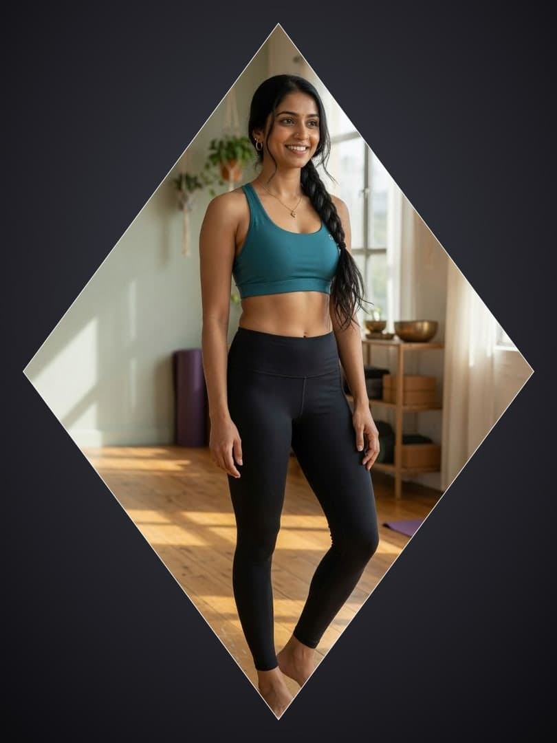 Raven hair yoga studio portrait