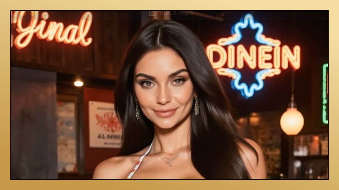 Neon diner bar night portrait