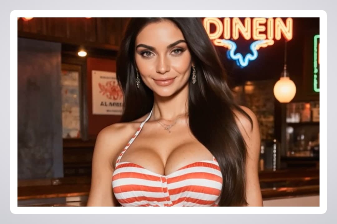 Young adult in striped halter top