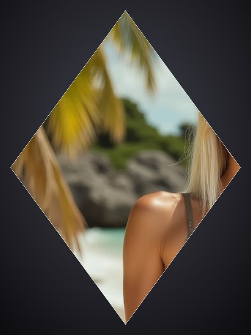 Blonde back view on beach