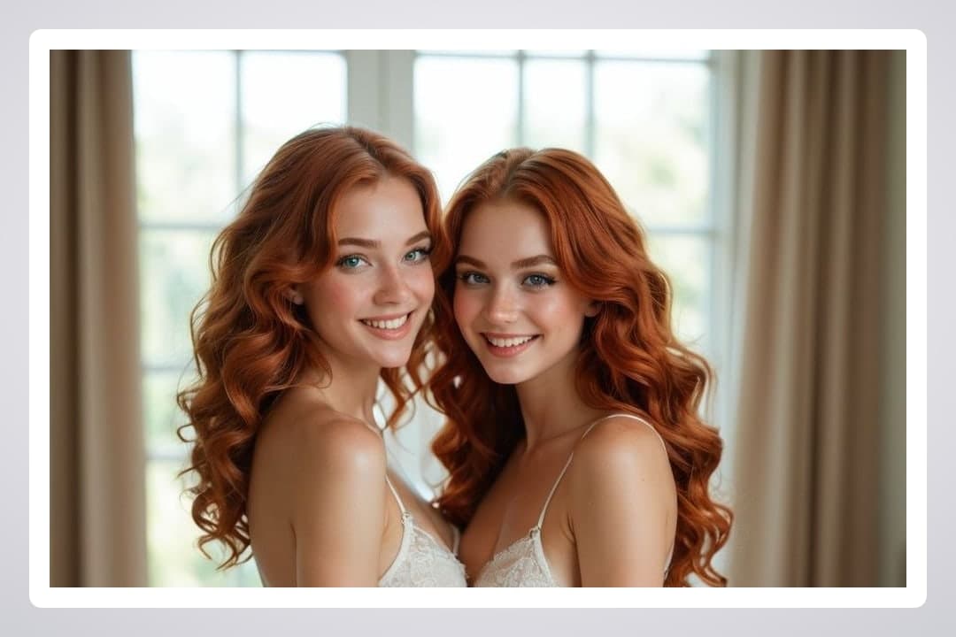 Curvy redheads in white lace