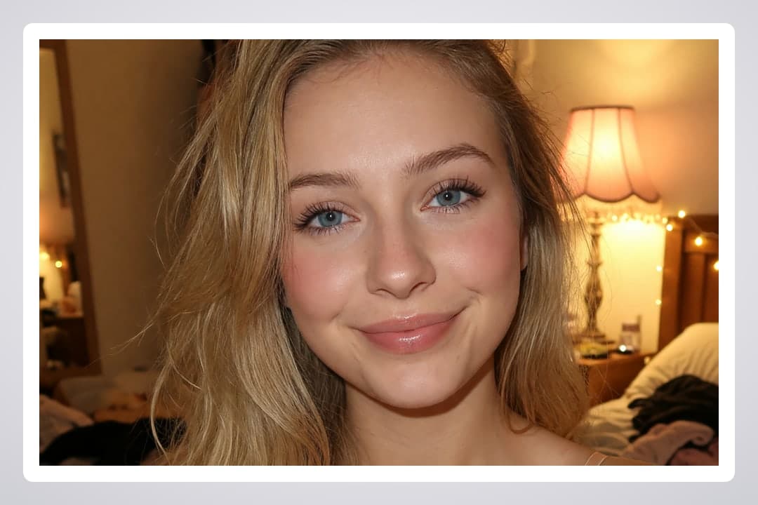 Bedroom selfie bare shoulders