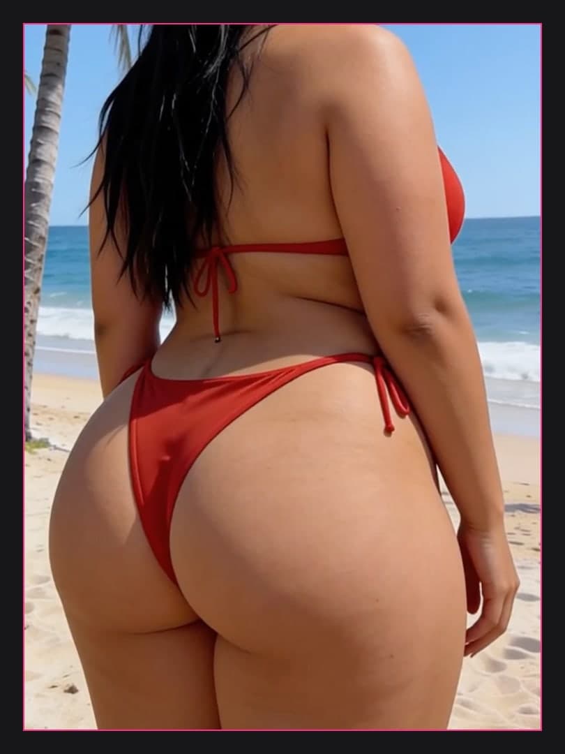Young adult raven in red thong