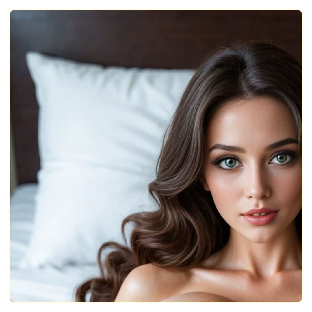 Topless close-up in bedroom