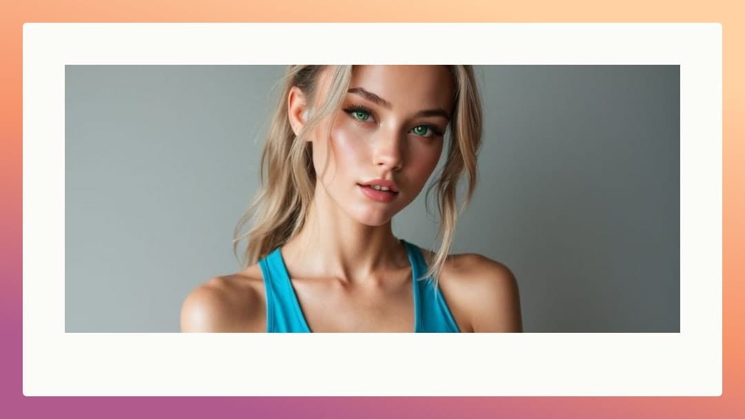 Turquoise tank top close-up portrait